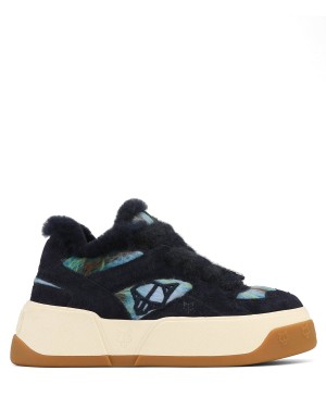 Naked Wolfe Crash Hairy Cow Suede Wol Sneakers Dames Donkerblauw | UEJ166VW