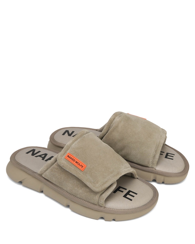 Naked Wolfe Alaska Suede Badeslippers Heren Grijs Bruin | PFN321WM