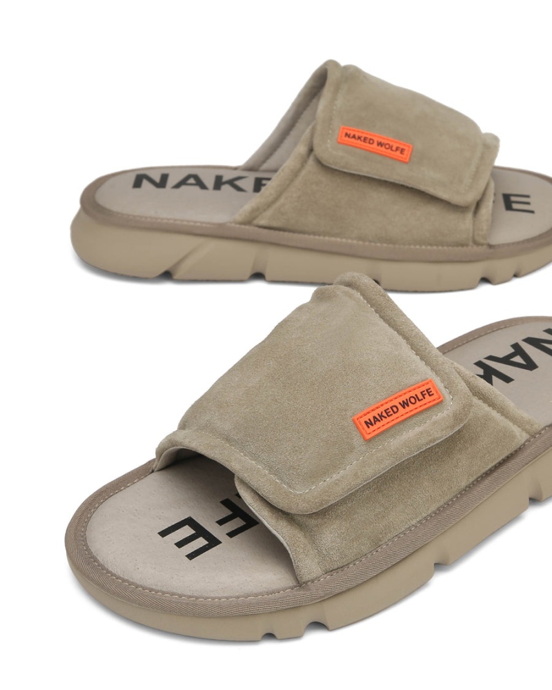 Naked Wolfe Alaska Suede Badeslippers Heren Grijs Bruin | PFN321WM