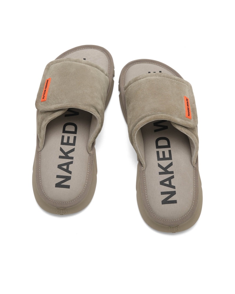 Naked Wolfe Alaska Suede Badeslippers Heren Grijs Bruin | PFN321WM