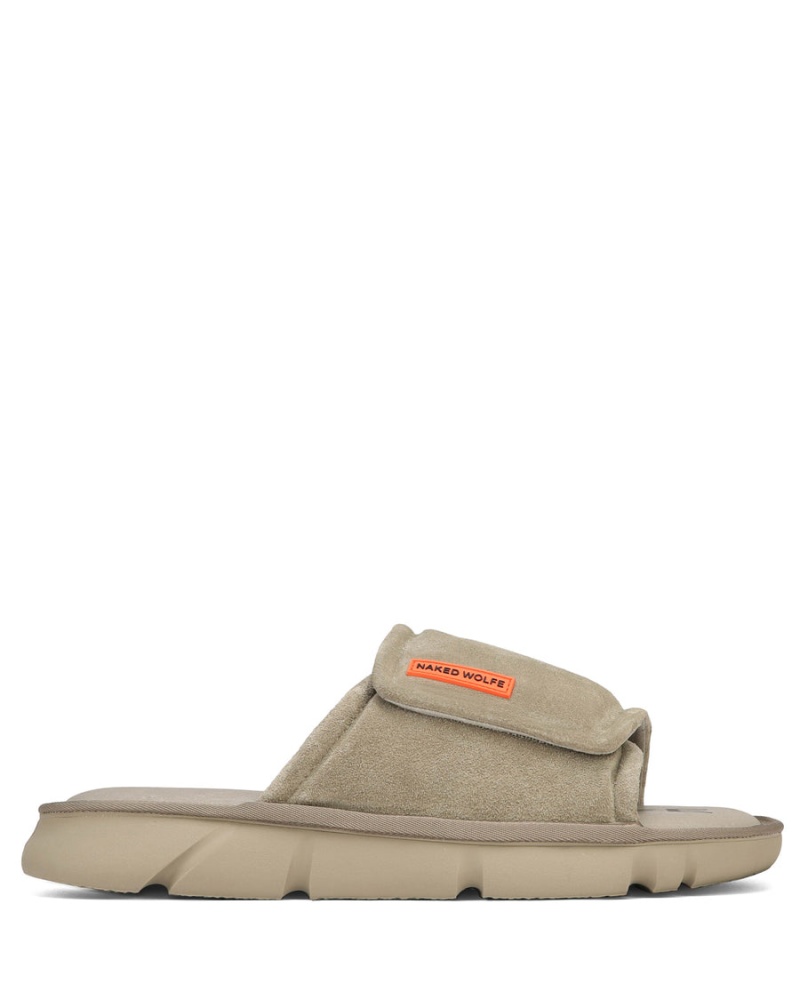 Naked Wolfe Alaska Suede Badeslippers Heren Grijs Bruin | PFN321WM