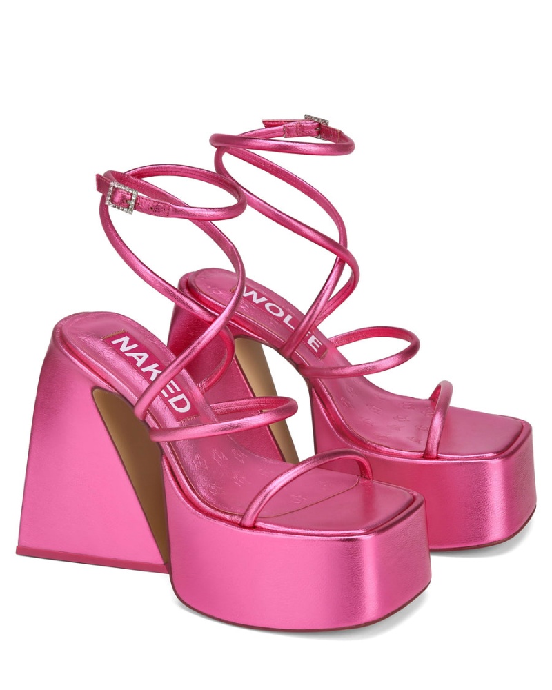 Naked Wolfe Angel Metallic Hakken Sandalen Dames Roze | RCY614WA