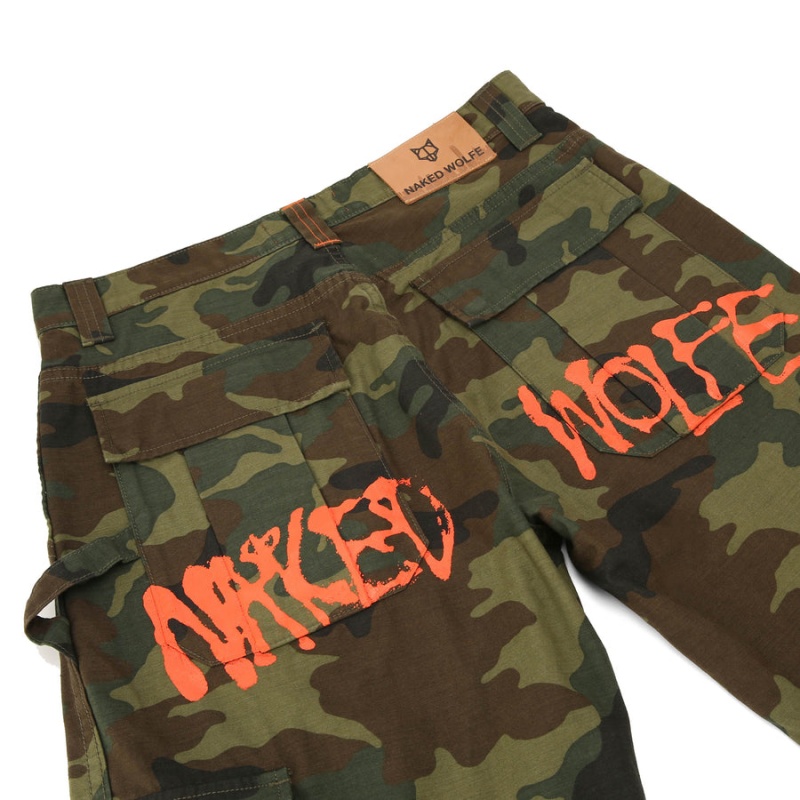 Naked Wolfe Baggy Pocket Cargo Logo Broek Heren Groen Zwart | GCA2655NK