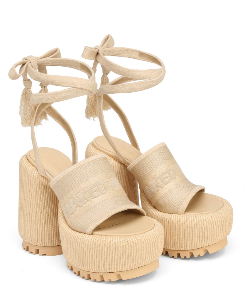 Naked Wolfe Beach Hakken Sandalen Dames Wit Beige | ZGI2858CY