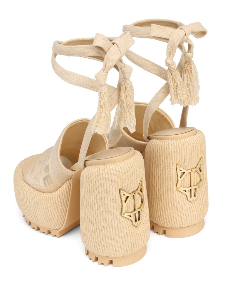 Naked Wolfe Beach Hakken Sandalen Dames Wit Beige | ZGI2858CY