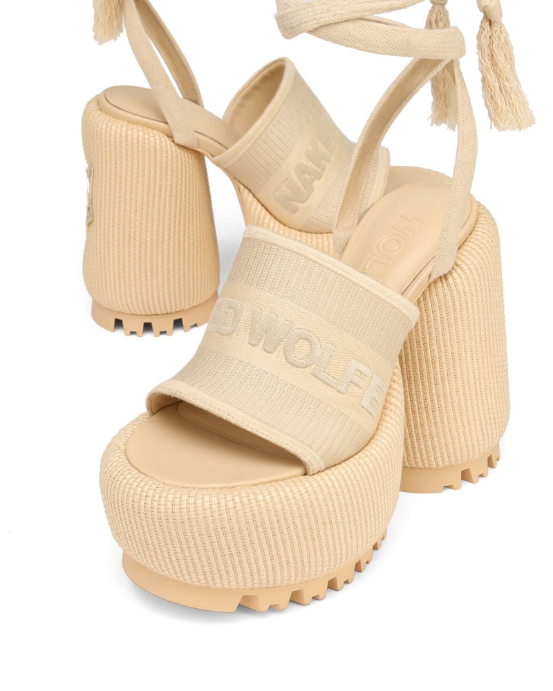 Naked Wolfe Beach Hakken Sandalen Dames Wit Beige | ZGI2858CY