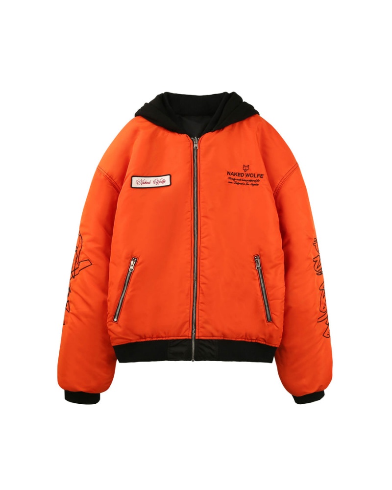 Naked Wolfe Double Sided Bomber Jassen Heren Zwart Oranje | JPK10045KA