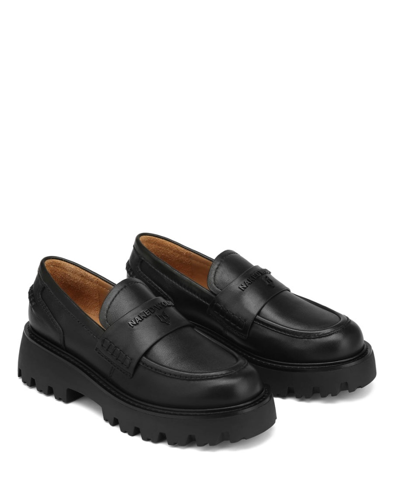 Naked Wolfe Flawed Leren Loafers Dames Zwart | RMI553DW