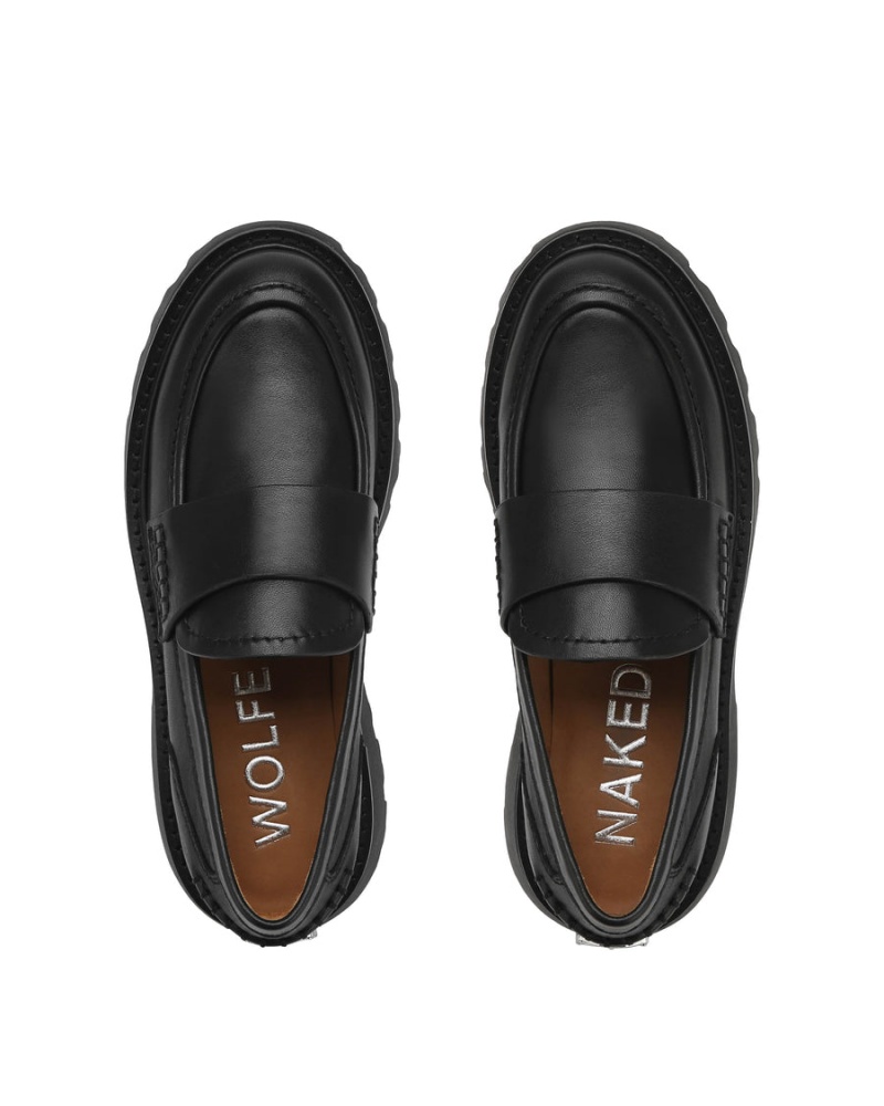 Naked Wolfe Flawless Leren Loafers Dames Zwart | LLG4667PN