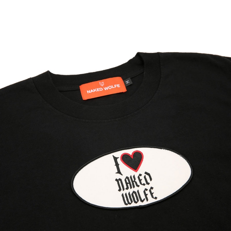 Naked Wolfe I Love T-shirts Heren Zwart | QBN7023SQ