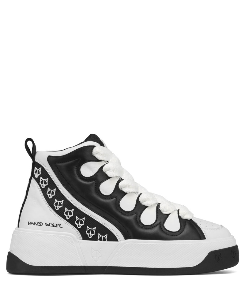 Naked Wolfe King Leren Sneakers Heren Zwart Wit | MXU10062SF