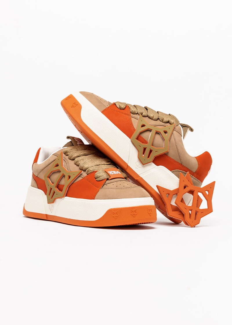 Naked Wolfe Kosa Sneakers Heren Khaki Oranje Wit | PCN5079OF