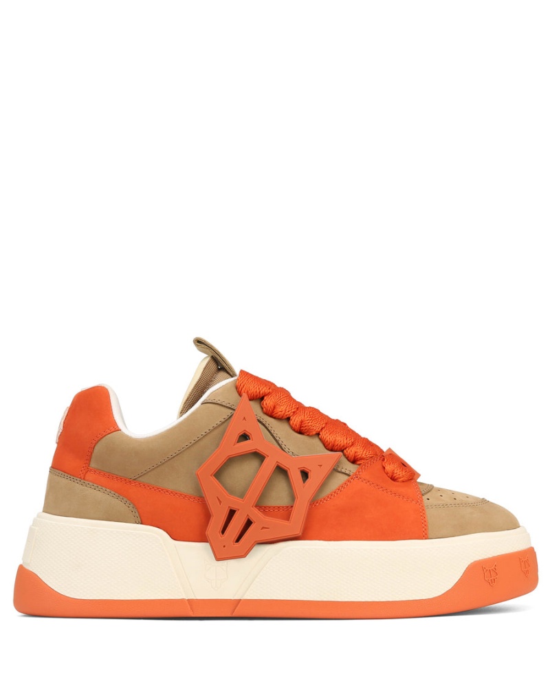 Naked Wolfe Kosa Sneakers Heren Khaki Oranje Wit | PCN5079OF