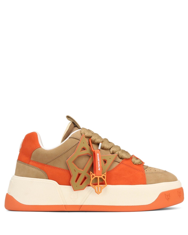 Naked Wolfe Kosa Sneakers Heren Khaki Oranje Wit | PCN5079OF