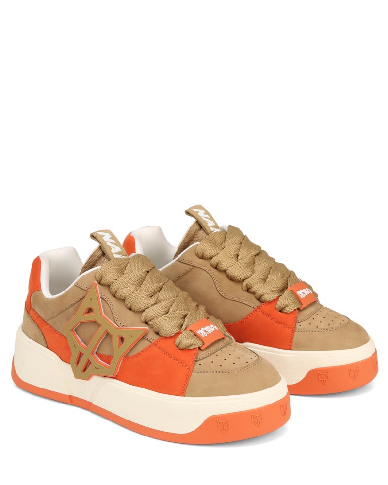 Naked Wolfe Kosa Sneakers Heren Khaki Oranje Wit | PCN5079OF