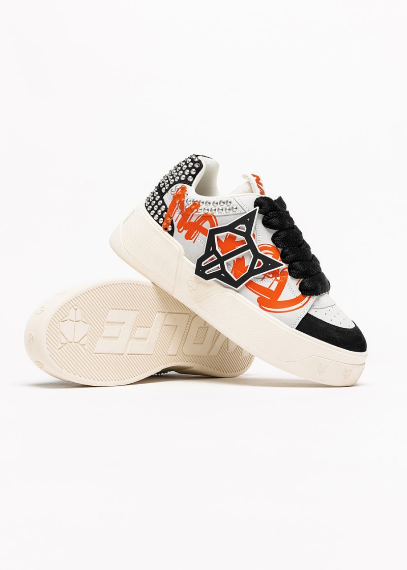 Naked Wolfe Kosa Sneakers Heren Zwart Wit Oranje | EFT5441UW