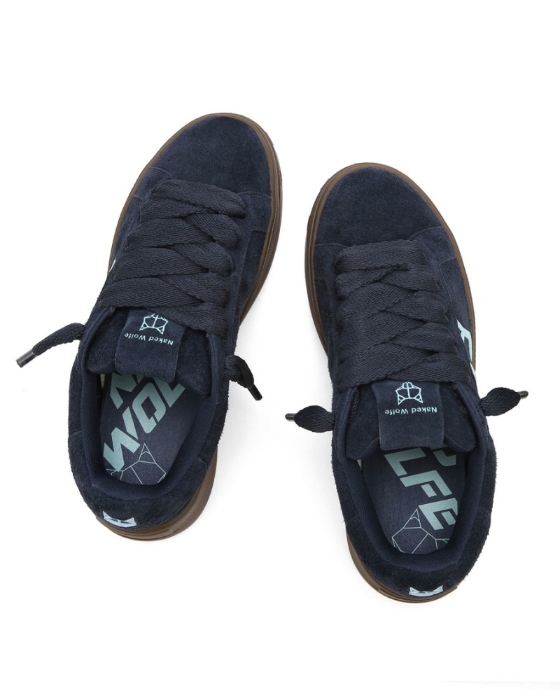 Naked Wolfe Kray Hairy Cow Suede Sneakers Heren Donkerblauw | UWI2673SF