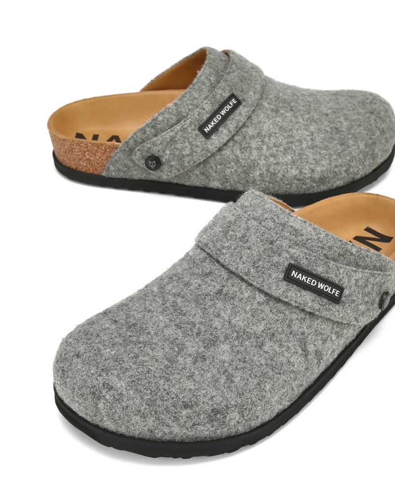 Naked Wolfe Malta Felt Pantoffels Heren Grijs | KPC1250VH