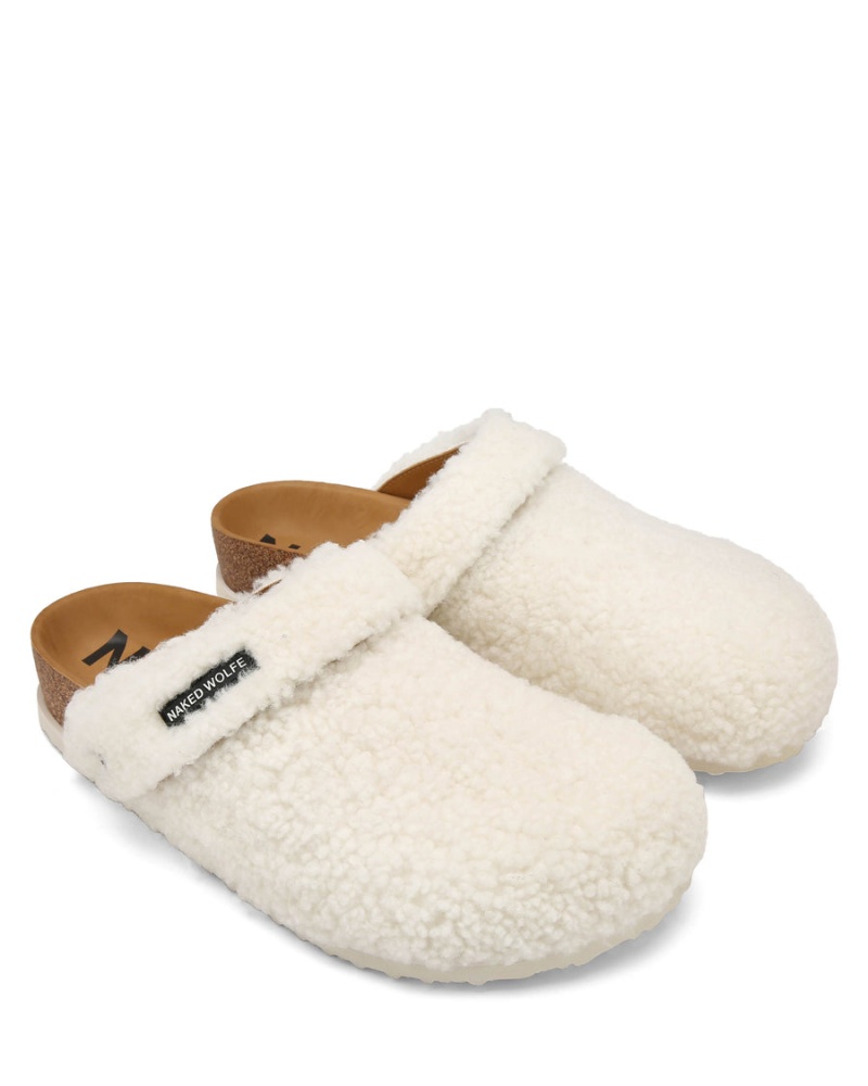 Naked Wolfe Malta Shearling Pantoffels Heren Wit Khaki | QXZ9826XL