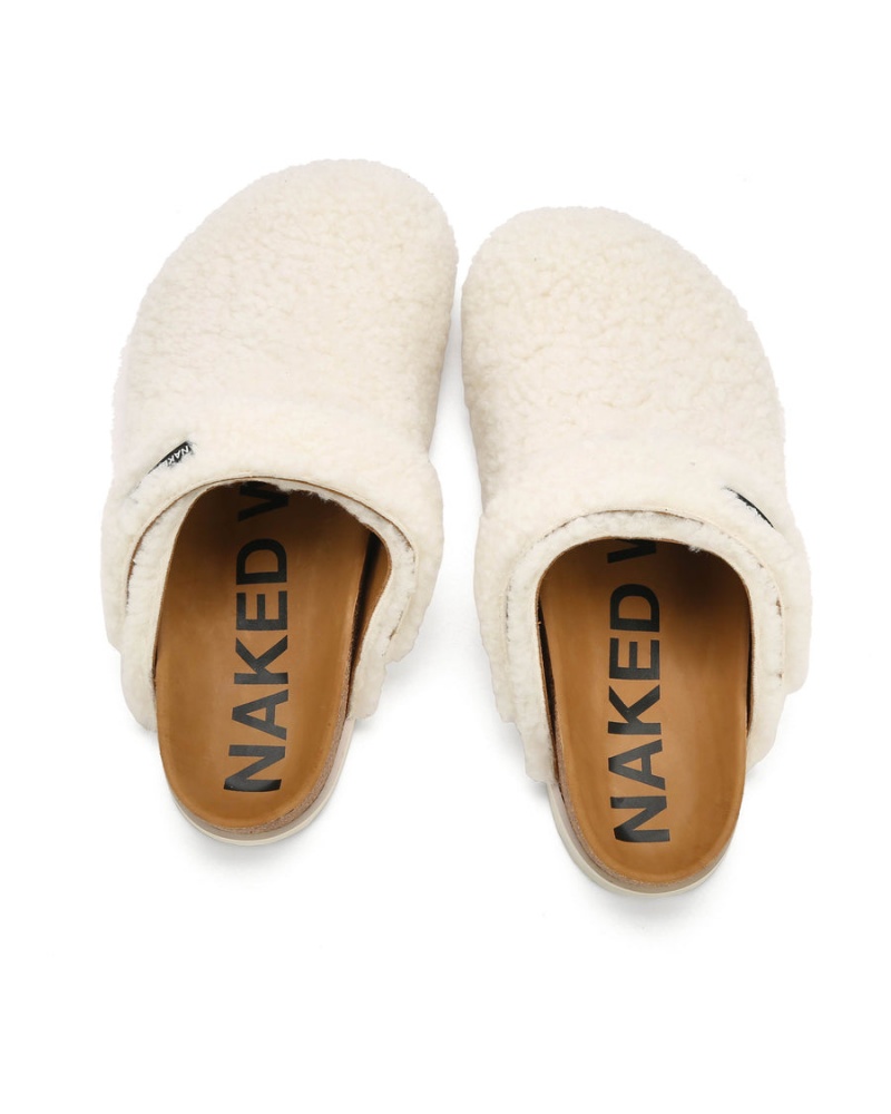 Naked Wolfe Malta Shearling Pantoffels Heren Wit Khaki | QXZ9826XL