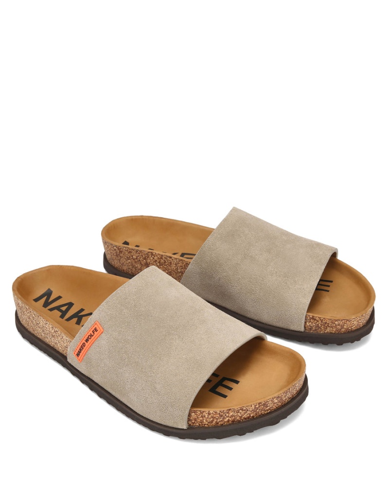 Naked Wolfe Moody Suede Badeslippers Heren Grijs Bruin | KEQ4984UP