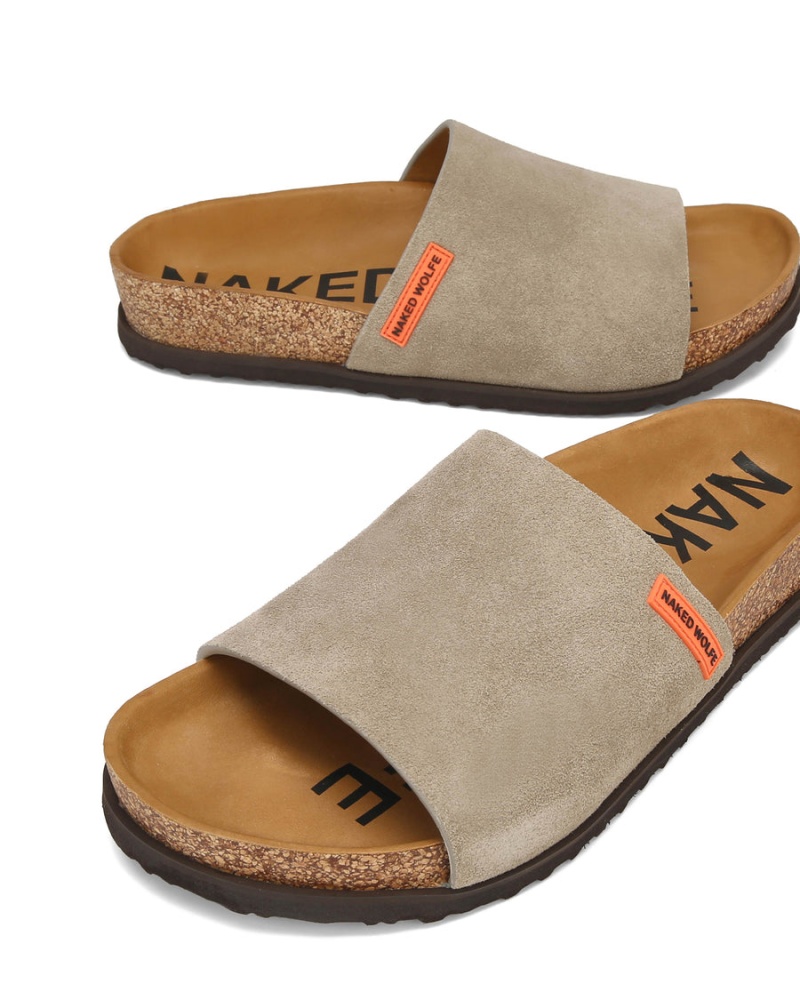 Naked Wolfe Moody Suede Badeslippers Heren Grijs Bruin | KEQ4984UP