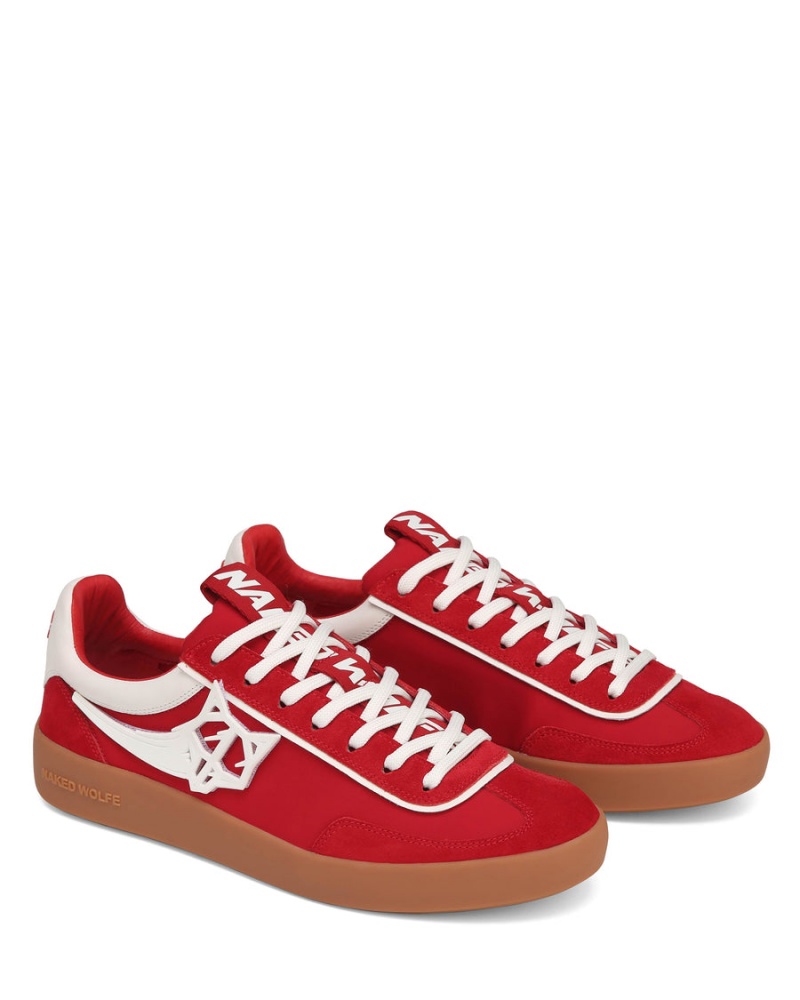 Naked Wolfe Palm Nylon Sneakers Heren Rood | NSQ9738ZW