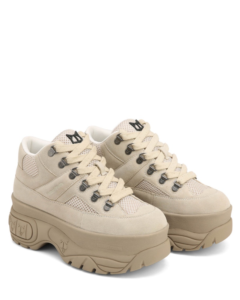 Naked Wolfe Slash Kid Suede Sneakers Dames Lichtkhaki | VYW7944DL