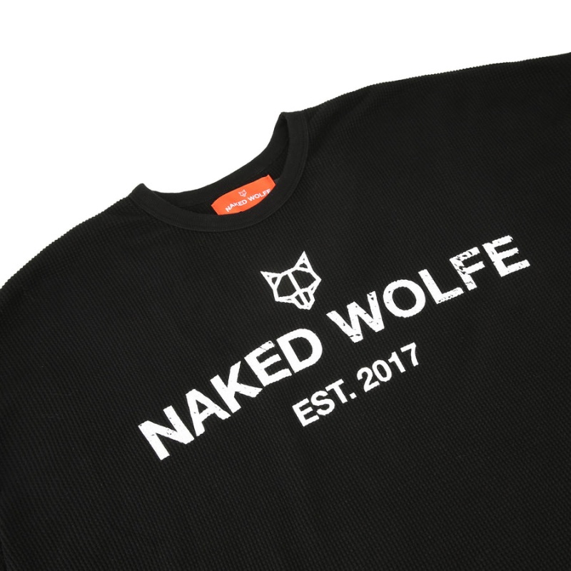 Naked Wolfe Thermal Sweatshirts Heren Zwart | XRK1376UC