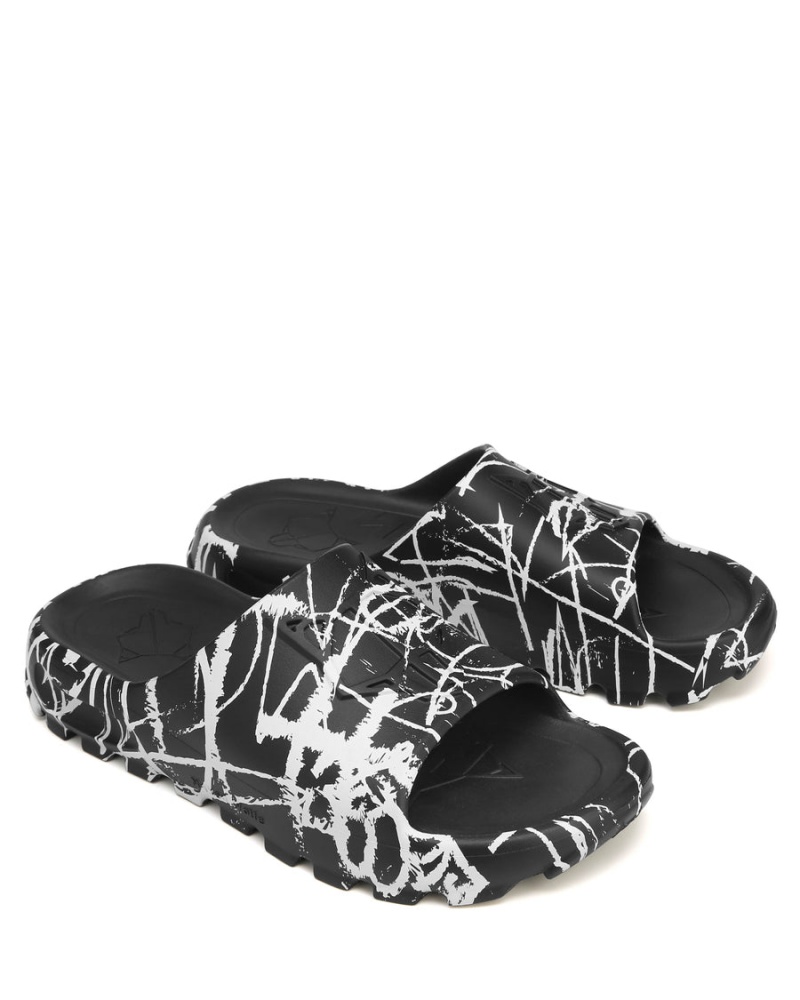 Naked Wolfe Tommy Badeslippers Heren Zwart Wit | JFS8846ZG