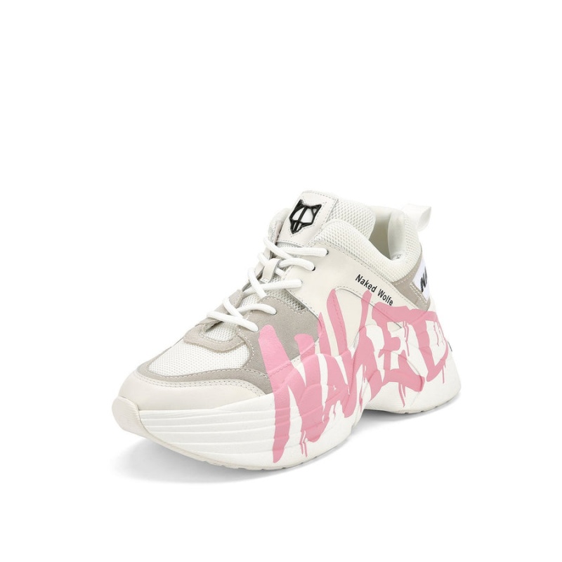 Naked Wolfe Track Logo Sneakers Dames Wit Roze | TXD1839ZE