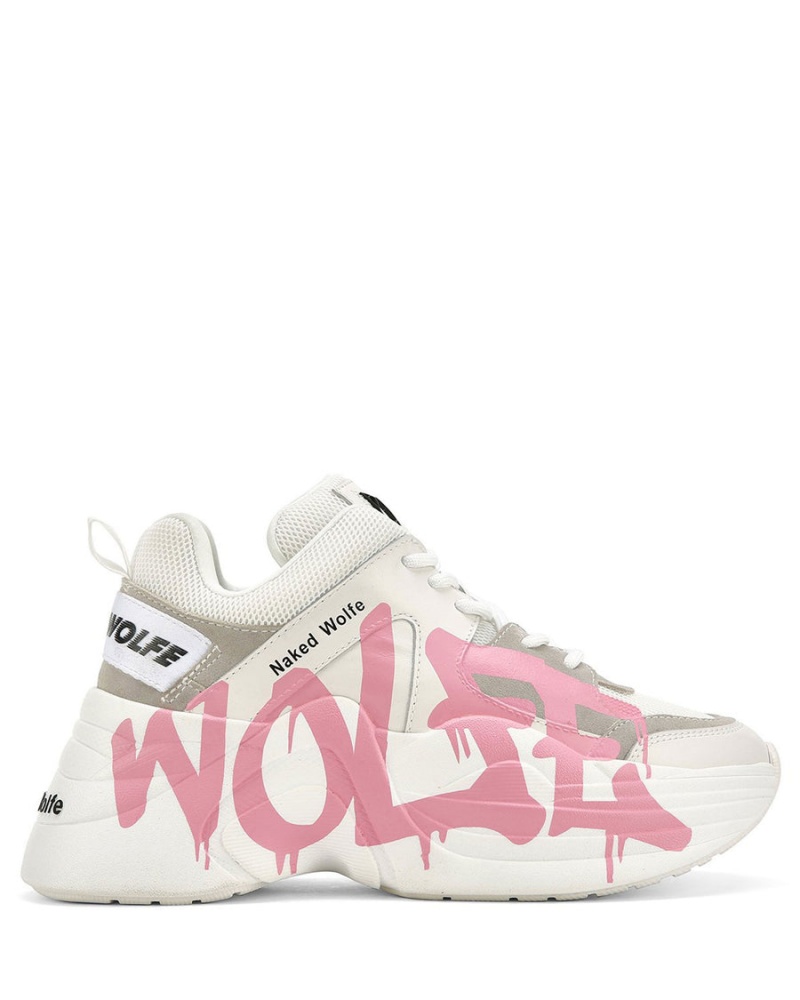 Naked Wolfe Track Logo Sneakers Dames Wit Roze | TXD1839ZE