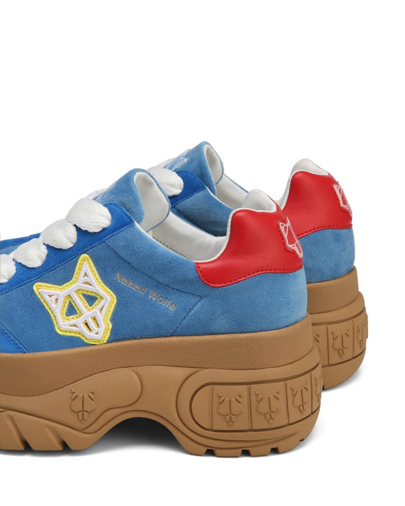 Naked Wolfe Warrior Velvet Sneakers Dames Blauw Rood | YPT7230LS