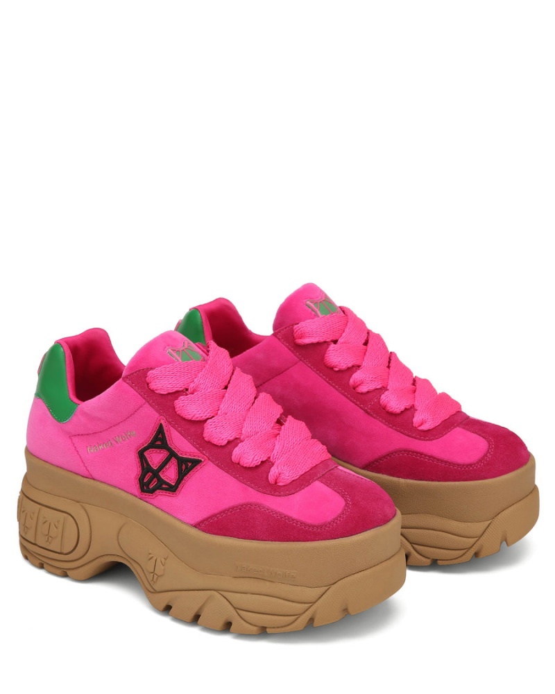 Naked Wolfe Warrior Velvet Sneakers Dames Roze Groen | JOB7286HU