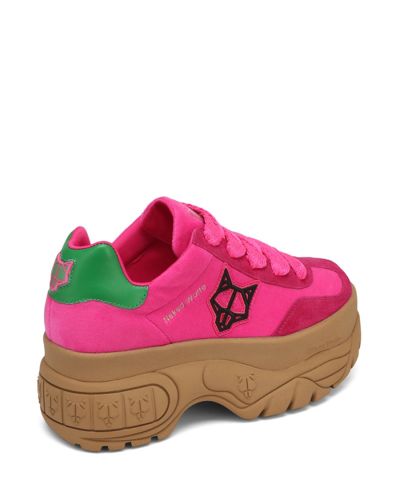 Naked Wolfe Warrior Velvet Sneakers Dames Roze Groen | JOB7286HU