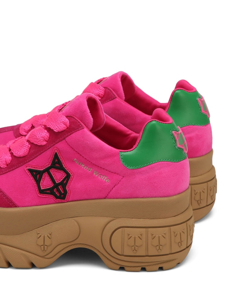 Naked Wolfe Warrior Velvet Sneakers Dames Roze Groen | JOB7286HU