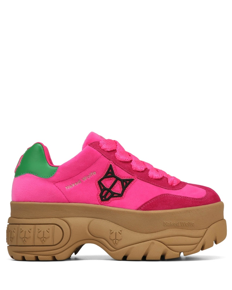 Naked Wolfe Warrior Velvet Sneakers Dames Roze Groen | JOB7286HU