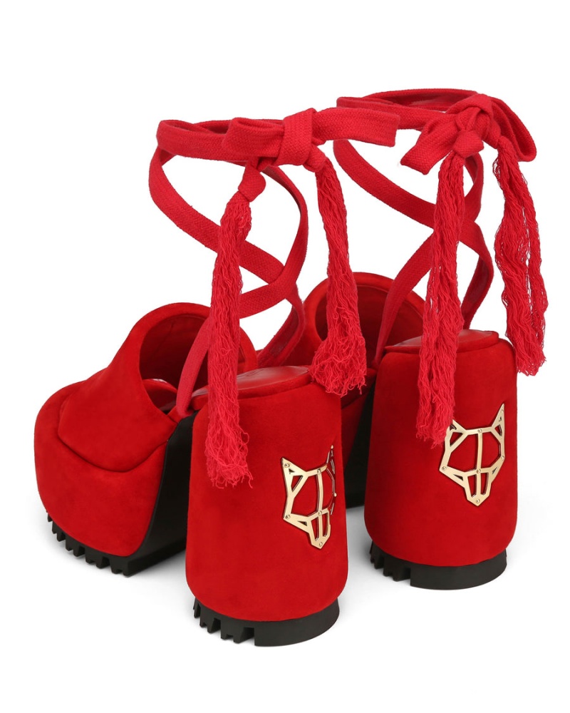 Naked Wolfe Wonder Suede Hakken Sandalen Dames Rood | ETM6290BU