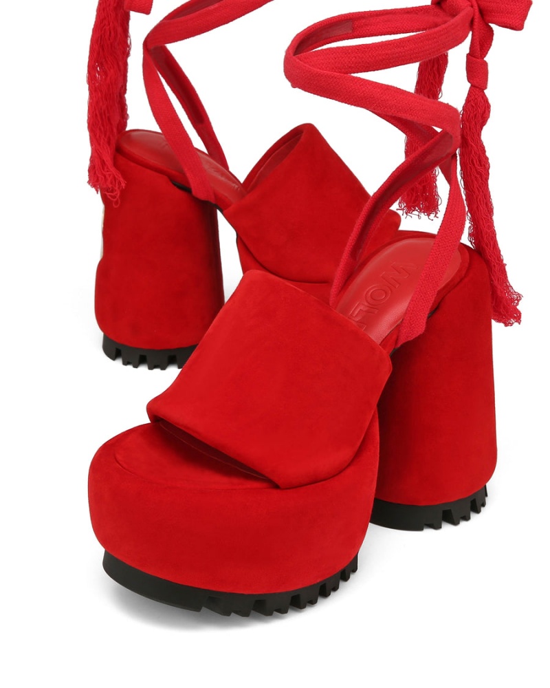 Naked Wolfe Wonder Suede Hakken Sandalen Dames Rood | ETM6290BU